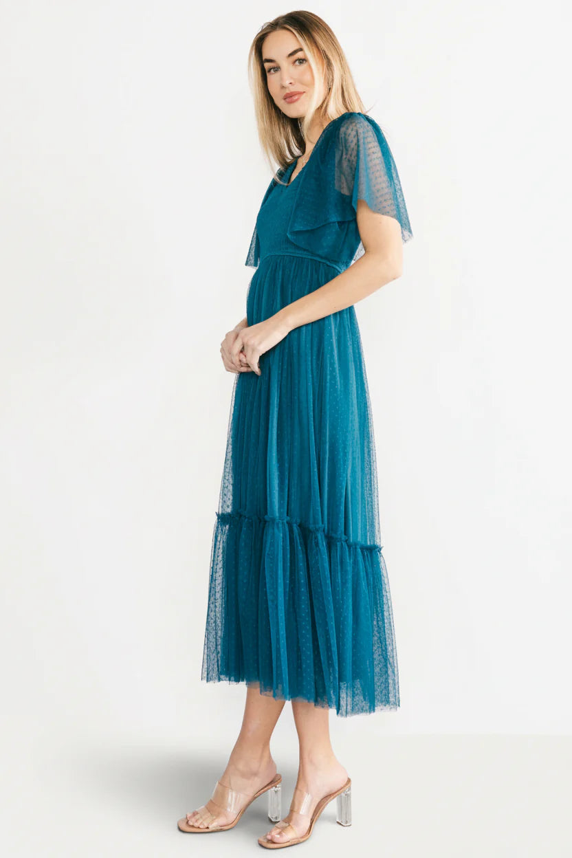 Martha Smocked Tulle Dress | Teal