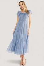 Elowyn Lace Top Midi Dress | Blue