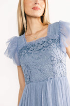 Elowyn Lace Top Midi Dress | Blue