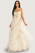 Carlotta Tulle Gown | Light Yellow Floral