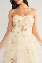 Carlotta Tulle Gown | Light Yellow Floral