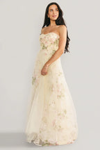 Carlotta Tulle Gown | Light Yellow Floral