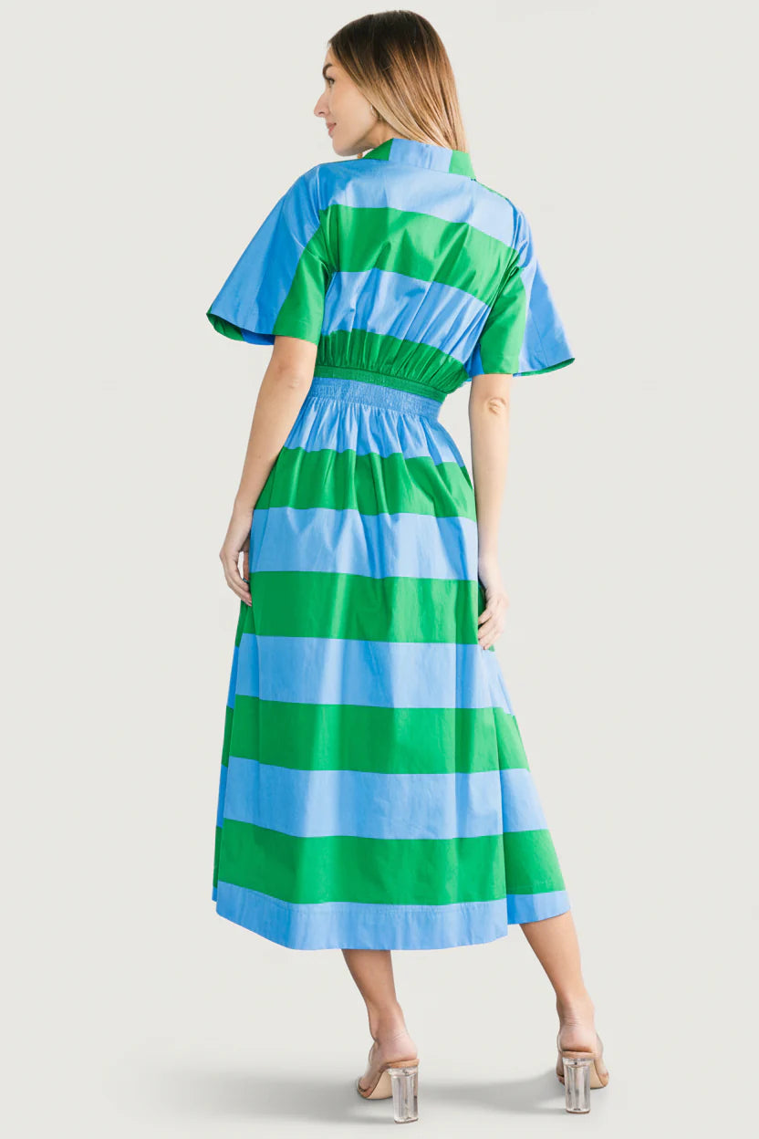 Tracy Shirt Dress | Blue + Green Stripe