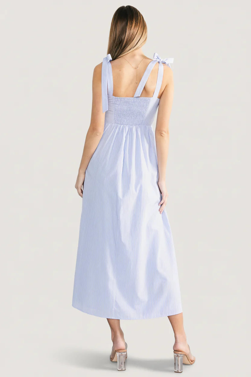 Enora Embroidered Maxi Dress | Blue + White Floral