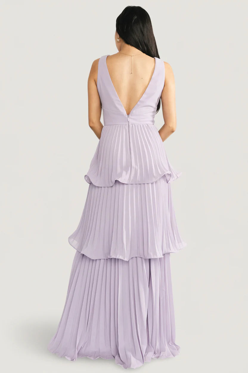 Saphira Tiered Pleated Maxi Dress | Lavender