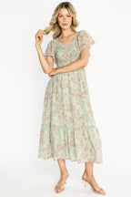 Monica Smocked Dress | Dusty Sage + Terracotta
