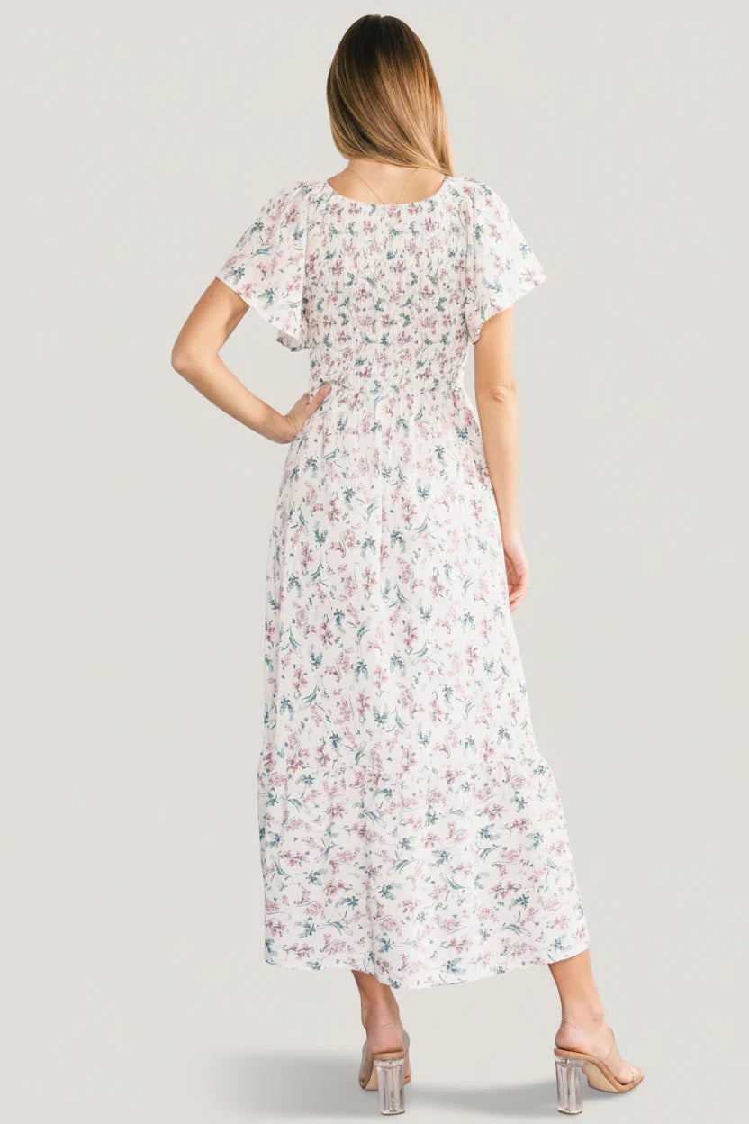 Joanie Smocked Dress | Cream Multi Floral