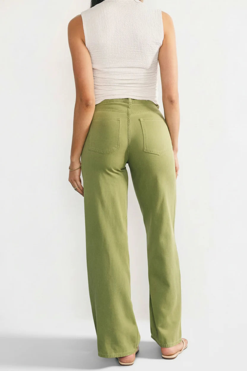 Mabel Mid Rise Soft Denim Pants | Green