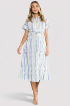 Jimena Midi Dress | Blue + Green Print