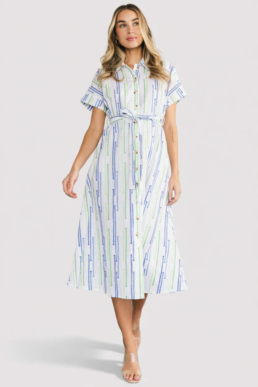 Jimena Midi Dress | Blue + Green Print