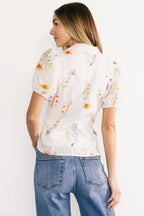 Fiona Button Up Blouse | Off White + Multi Floral