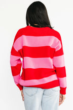Amour Striped Sweater | Pink + Red