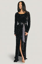 Julia Sequin Maxi Dress | Black
