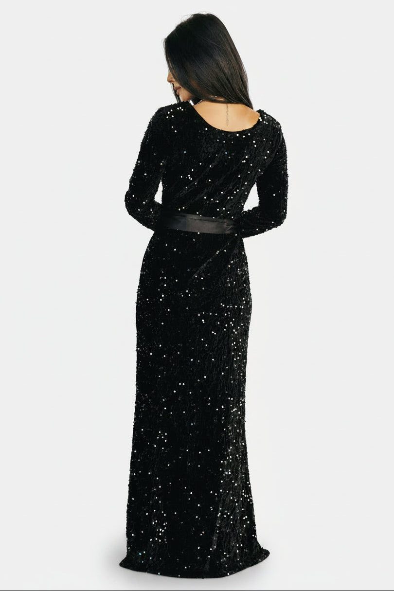 Julia Sequin Maxi Dress | Black