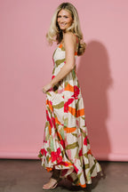 Silvia Tiered Maxi Dress | Natural + Pink Multi