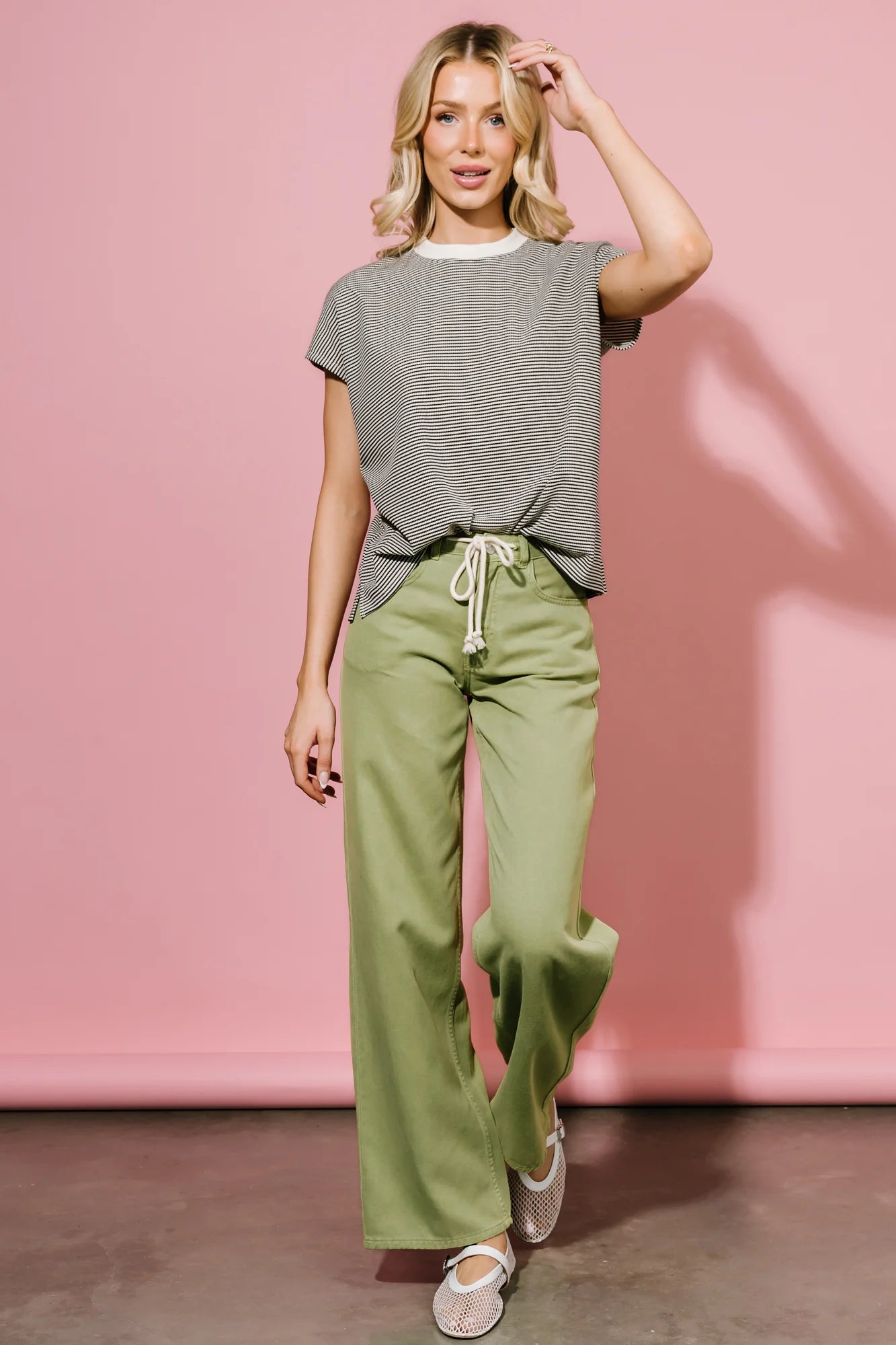 Mabel Mid Rise Soft Denim Pants | Green