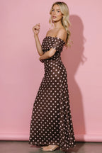 Maisie Off Shoulder Maxi Dress | Chocolate + Blush