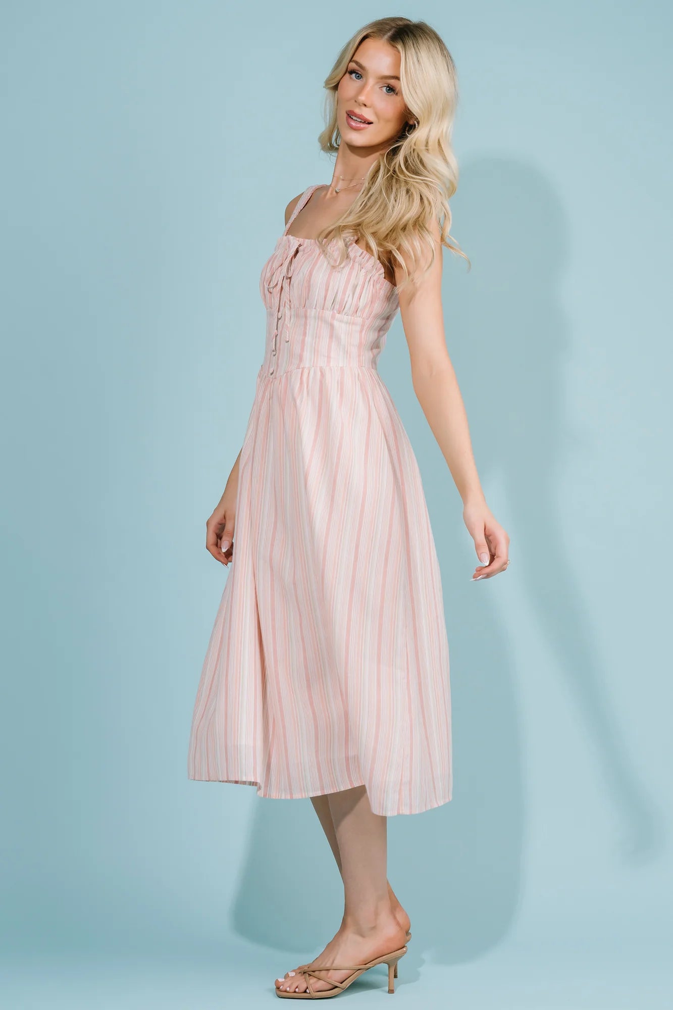 Melina Midi Dress | Peach Stripe