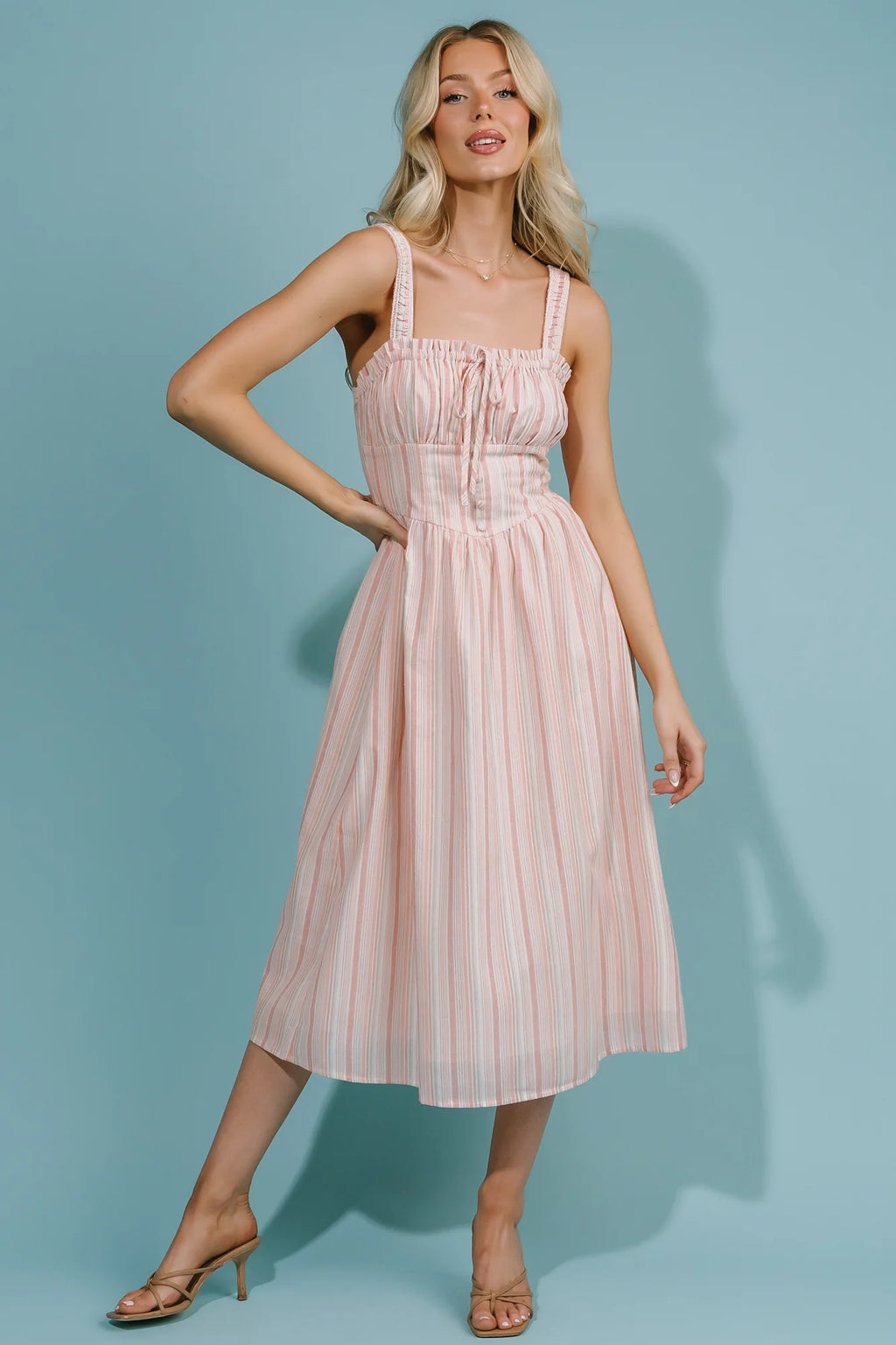 Melina Midi Dress | Peach Stripe