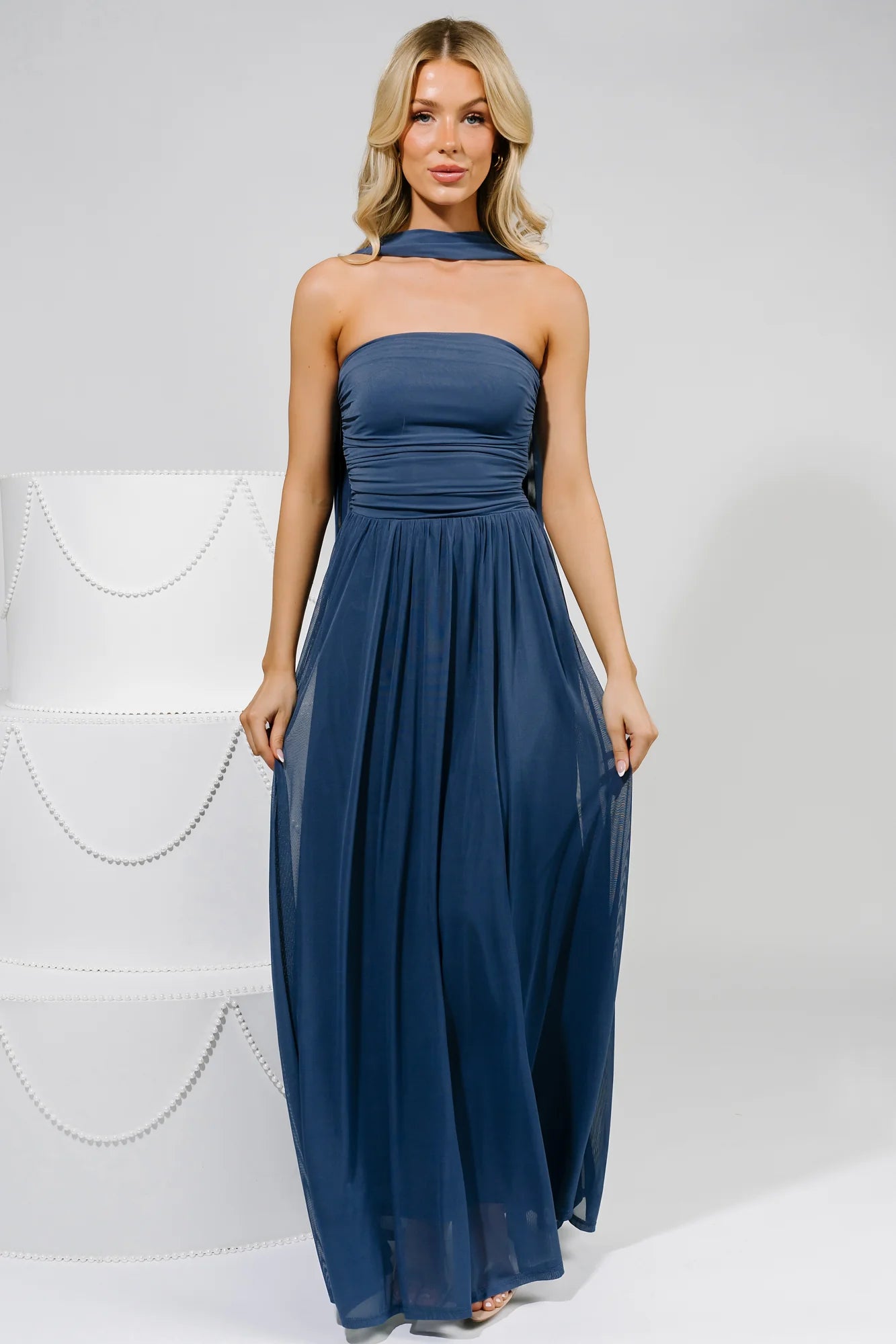 Elias Strapless Maxi Dress | Deep Blue