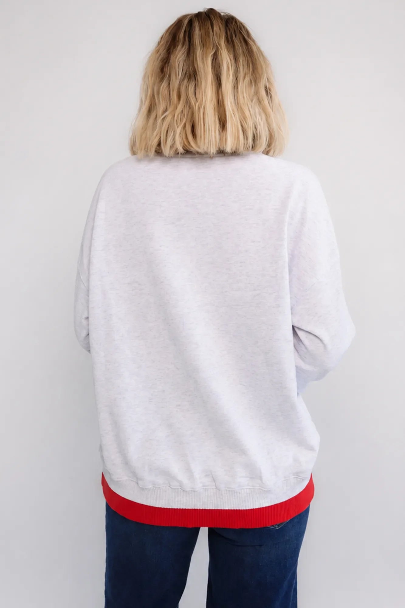 America Crewneck | Heather Gray + Red