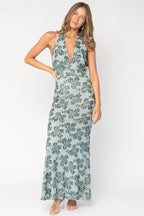 Gabriella Sequin Halter Gown | Eucalyptus