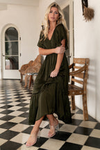 Lovell Smocked Midi Dress | Deep Olive