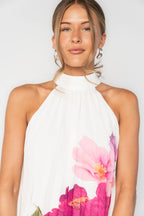 Ravello Pleated Short Dress | Off White Multi Floral