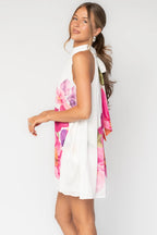 Ravello Pleated Short Dress | Off White Multi Floral