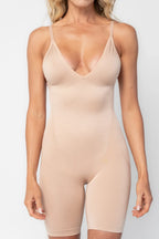 Essential Deep V Mid Thigh Bodysuit | Nude