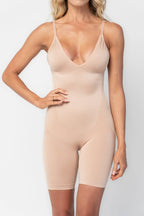 Essential Deep V Mid Thigh Bodysuit | Nude