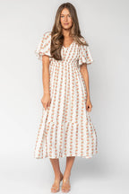 Turner Smocked Midi Dress | Cream Multi