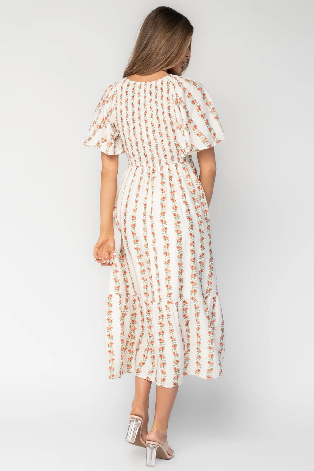 Turner Smocked Midi Dress | Cream Multi