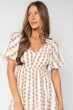 Turner Smocked Midi Dress | Cream Multi