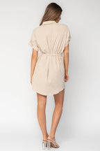 Nautical Shirt Dress | Tan Stripe