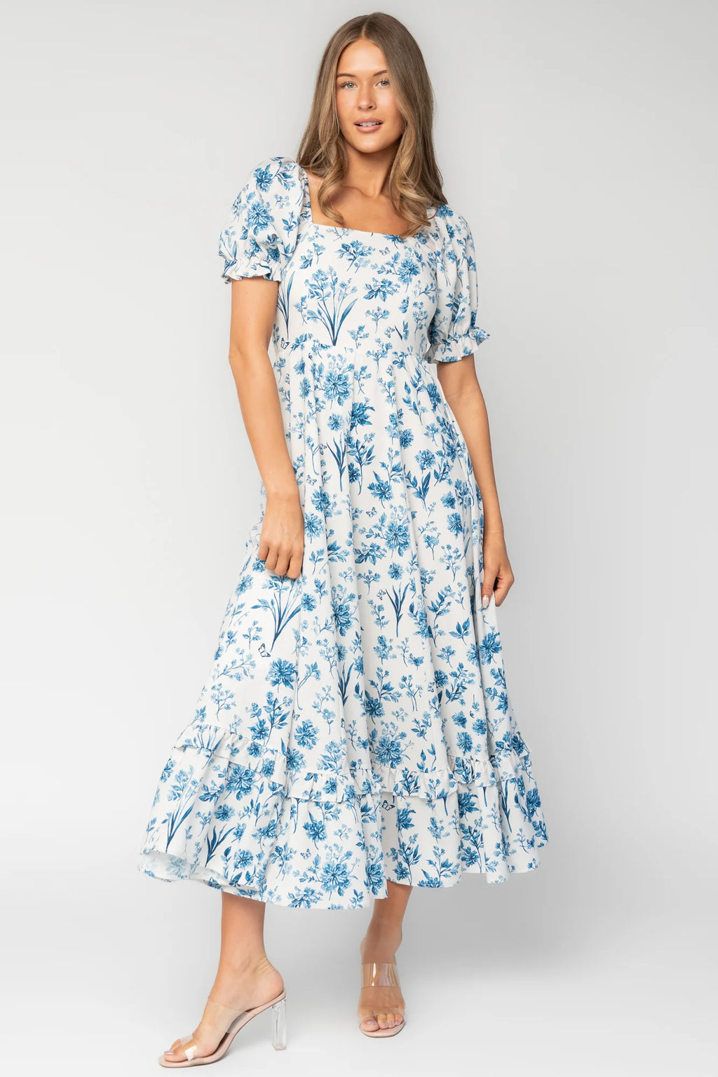 Addison Maxi Dress | Ivory + Blue