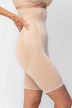 Essential High Waisted Mid Thigh Shorts | Nude