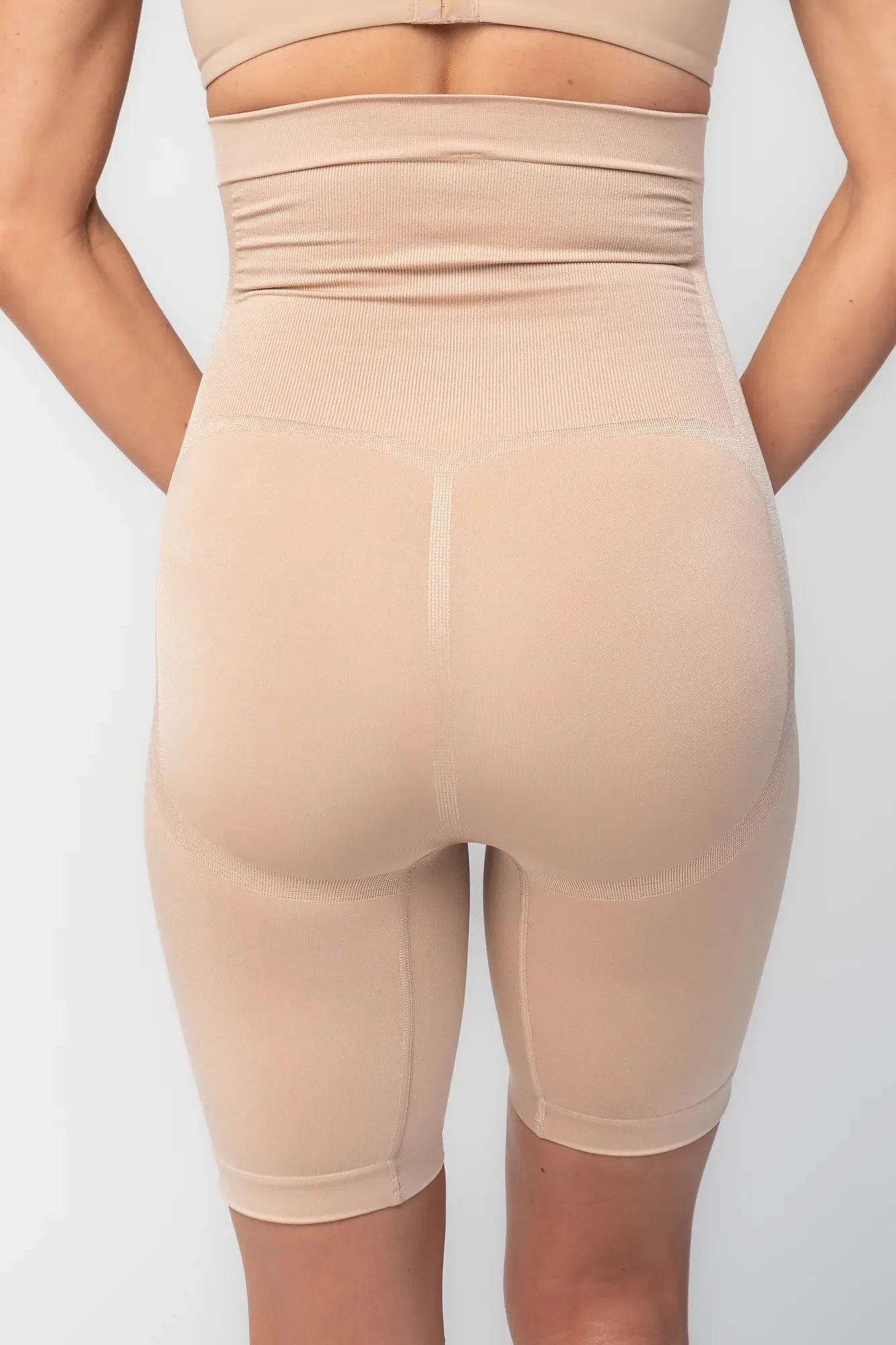 Essential High Waisted Mid Thigh Shorts | Nude