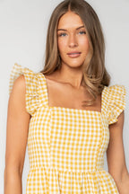 Campbell Gingham Maxi Dress | Yellow + White