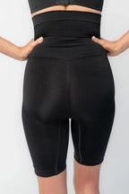 Essential High Waisted Mid Thigh Shorts | Black