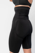 Essential High Waisted Mid Thigh Shorts | Black