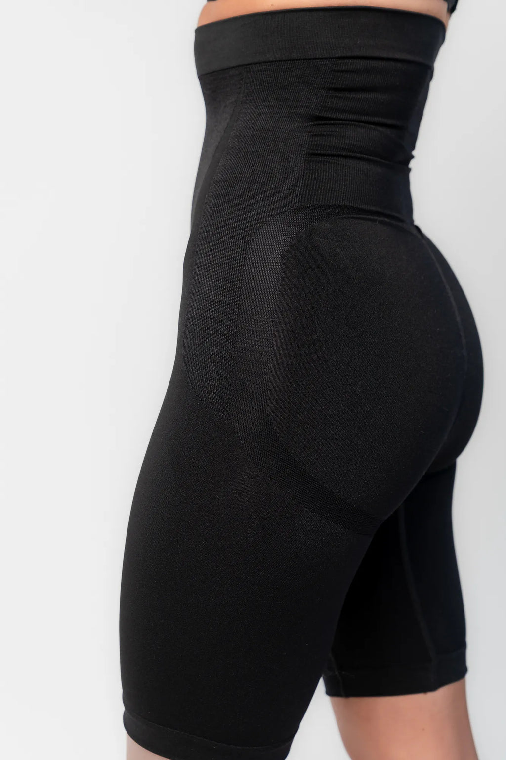 Essential High Waisted Mid Thigh Shorts | Black
