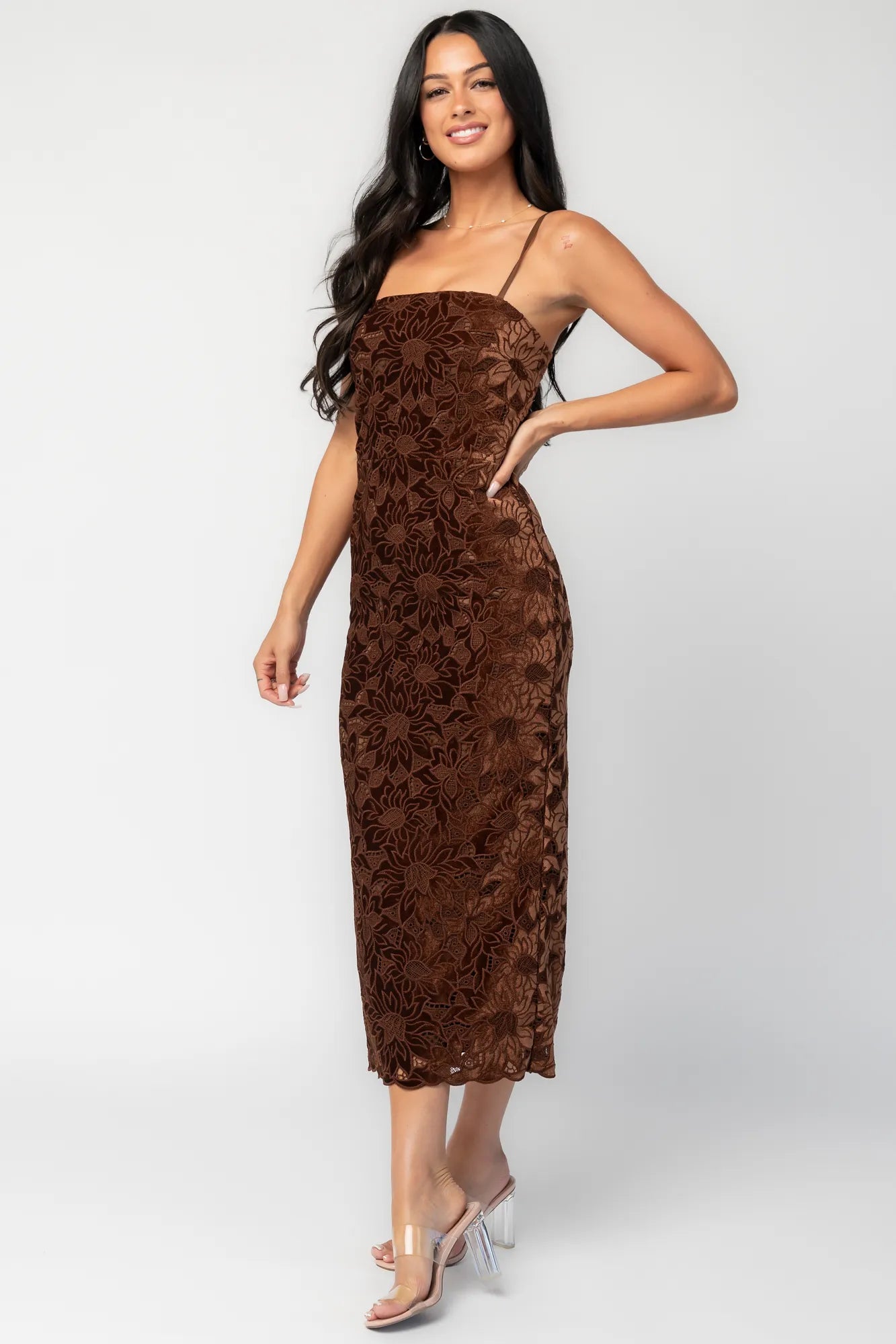 Kensington Lace Midi Dress | Espresso