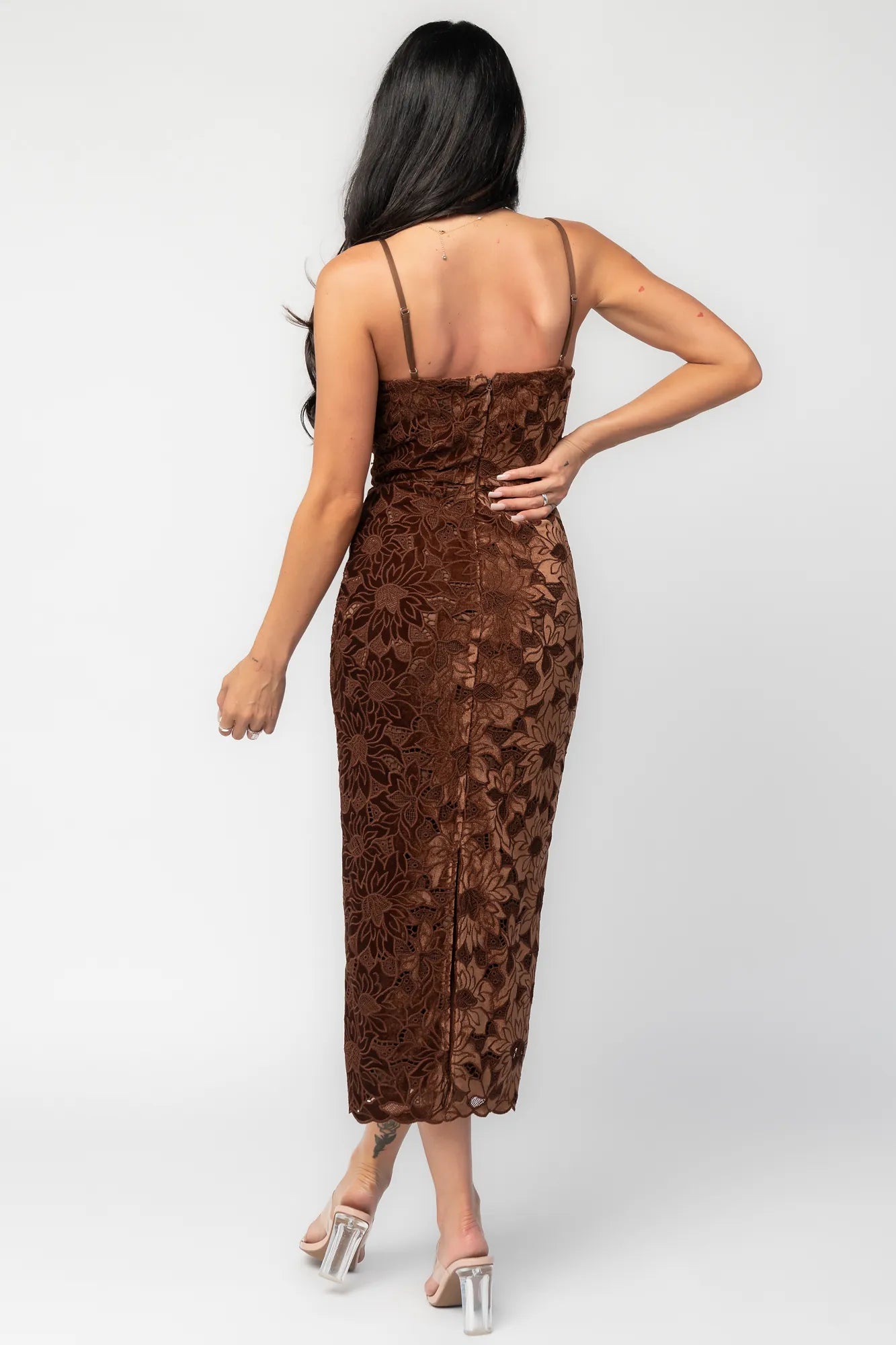 Kensington Lace Midi Dress | Espresso