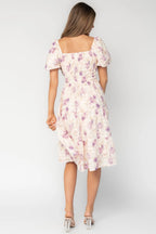 Mattea Smocked Midi Dress | Lavender Floral