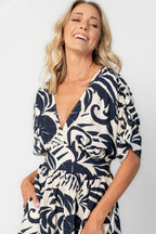 Mata Midi Dress | Navy + Cream Floral