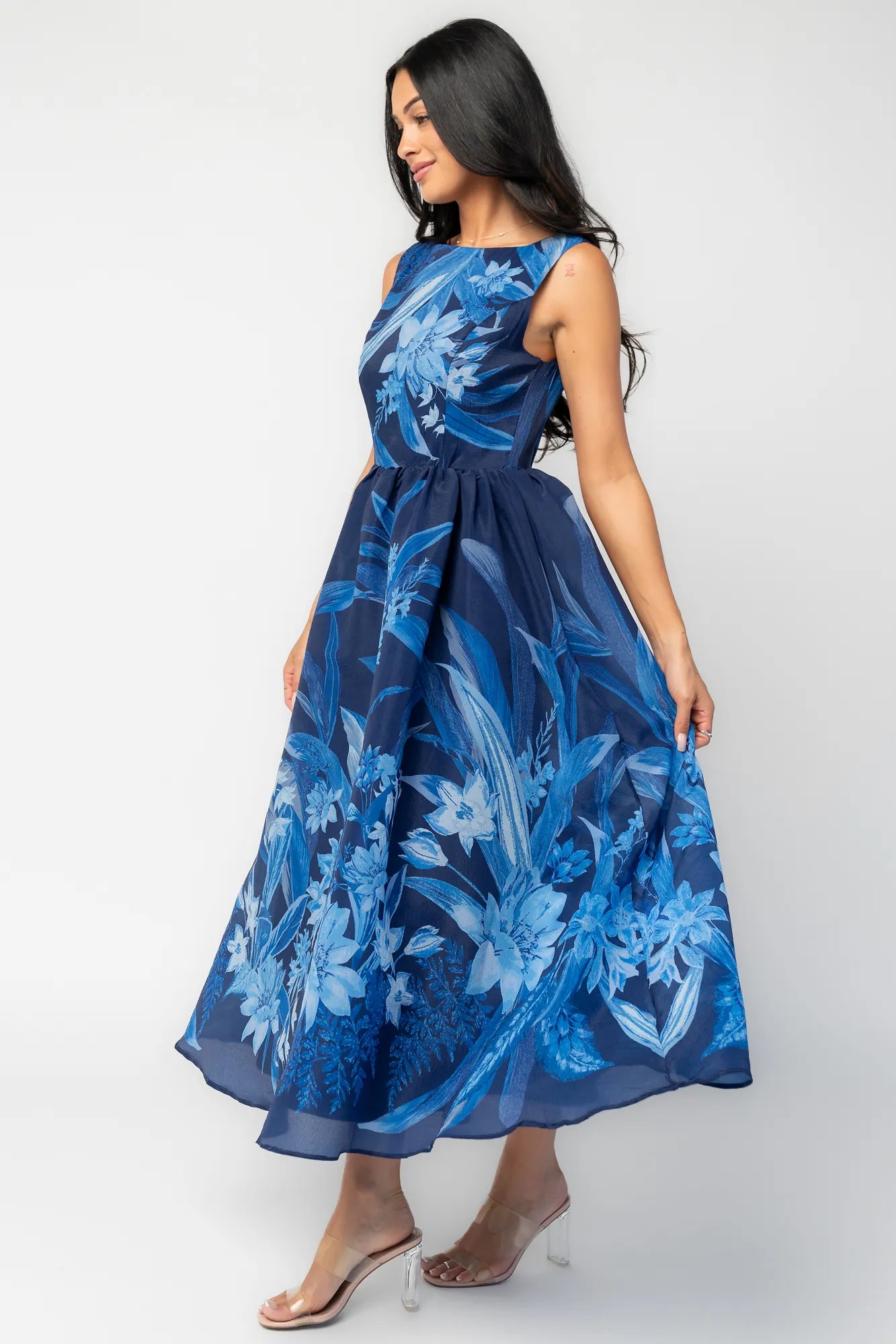 Hudson Midi Dress | Dark Blue Multi