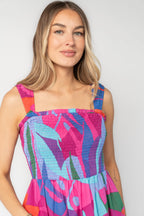 Cruz Smocked Midi Dress | Multi Print