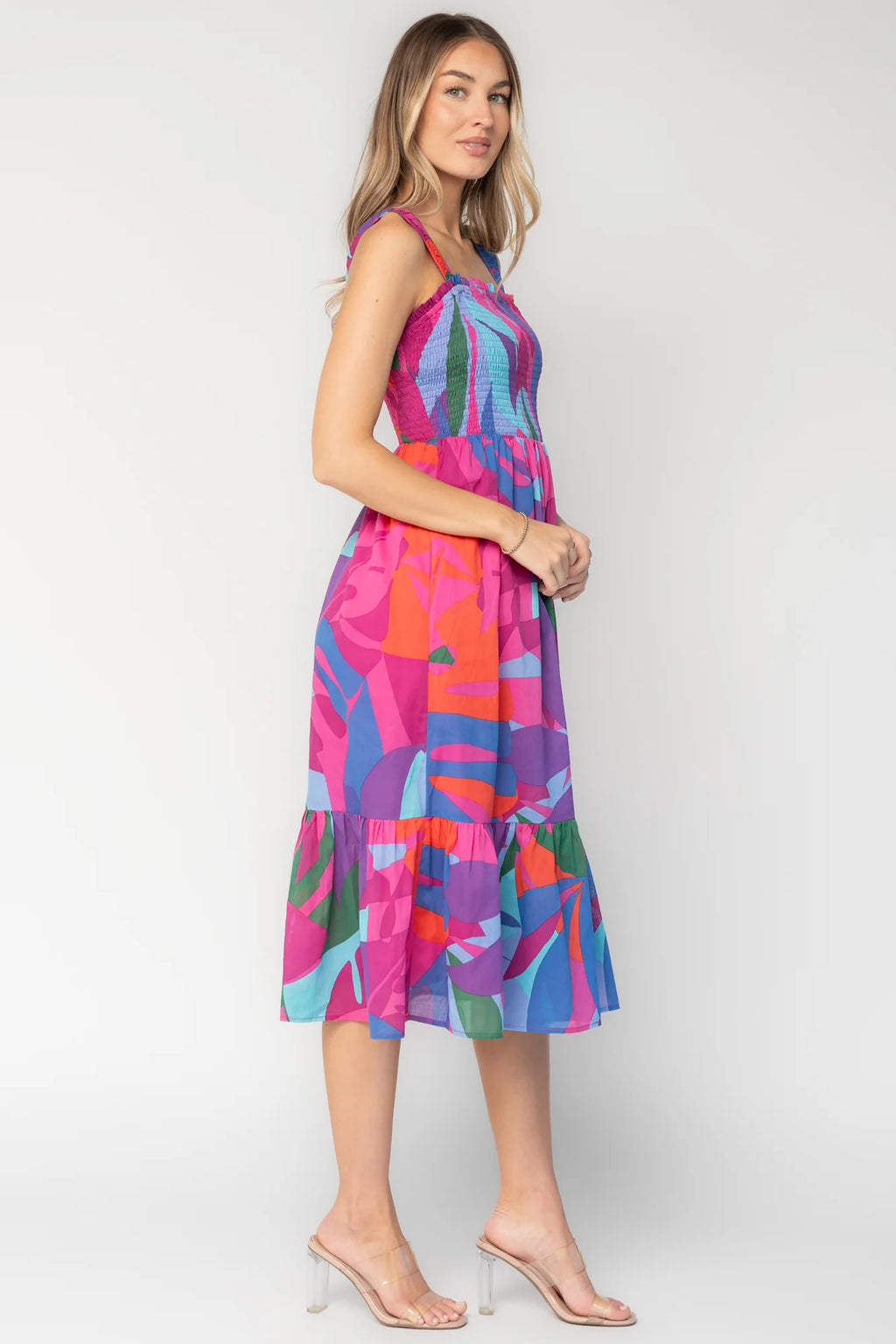 Cruz Smocked Midi Dress | Multi Print