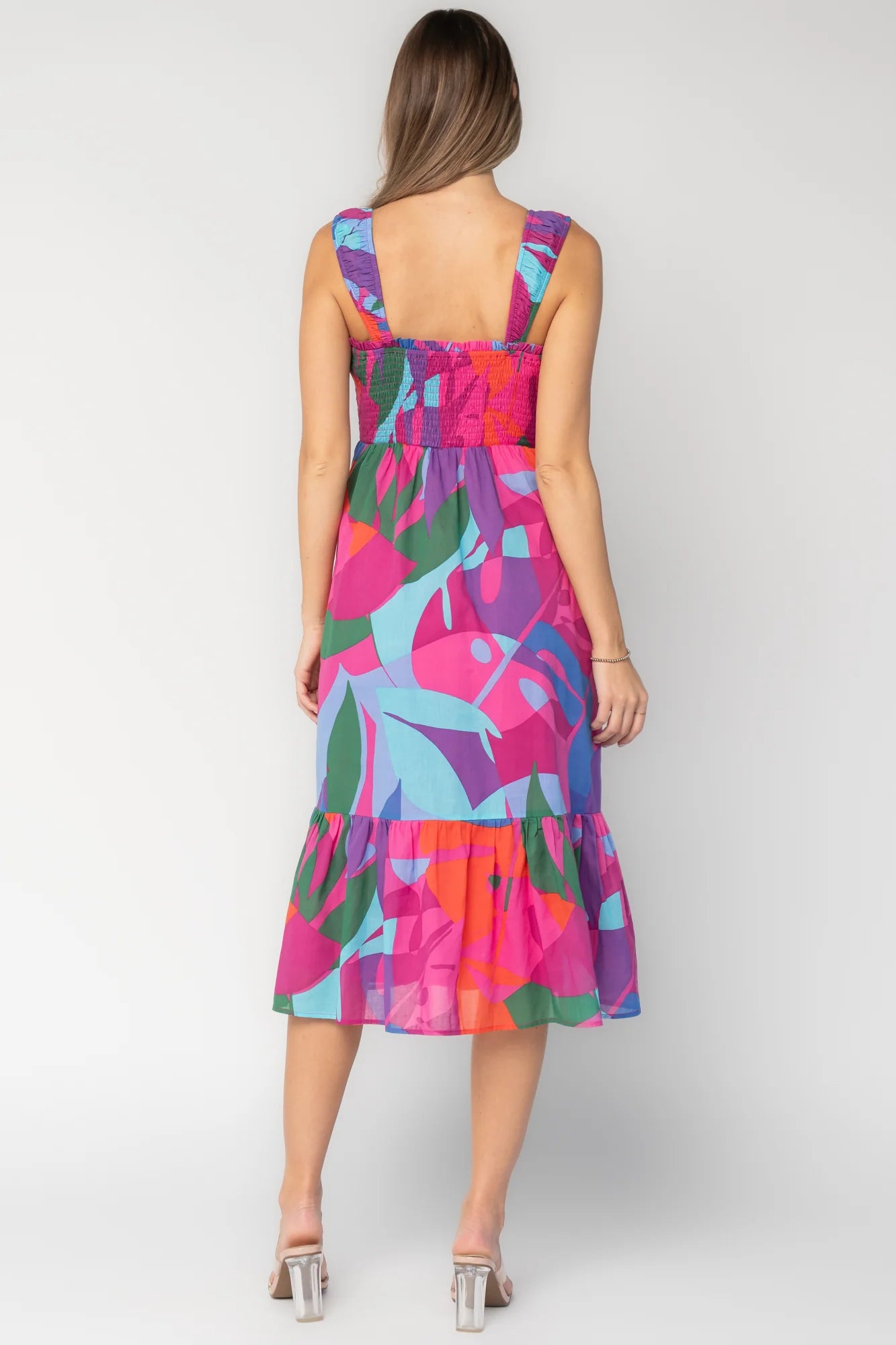 Cruz Smocked Midi Dress | Multi Print